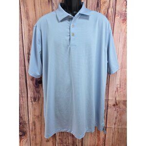 Peter Millar Summer Comfort XL Mens Polo Shirt Light Blue Striped